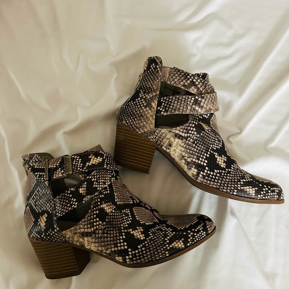 Fergie Snakeskin Pattern Ankle Booties